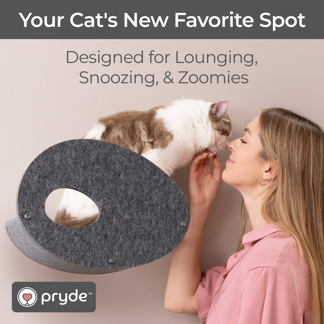 Charcoal Curved Nest Cat Climber Facade Add - On - Pryde Pets