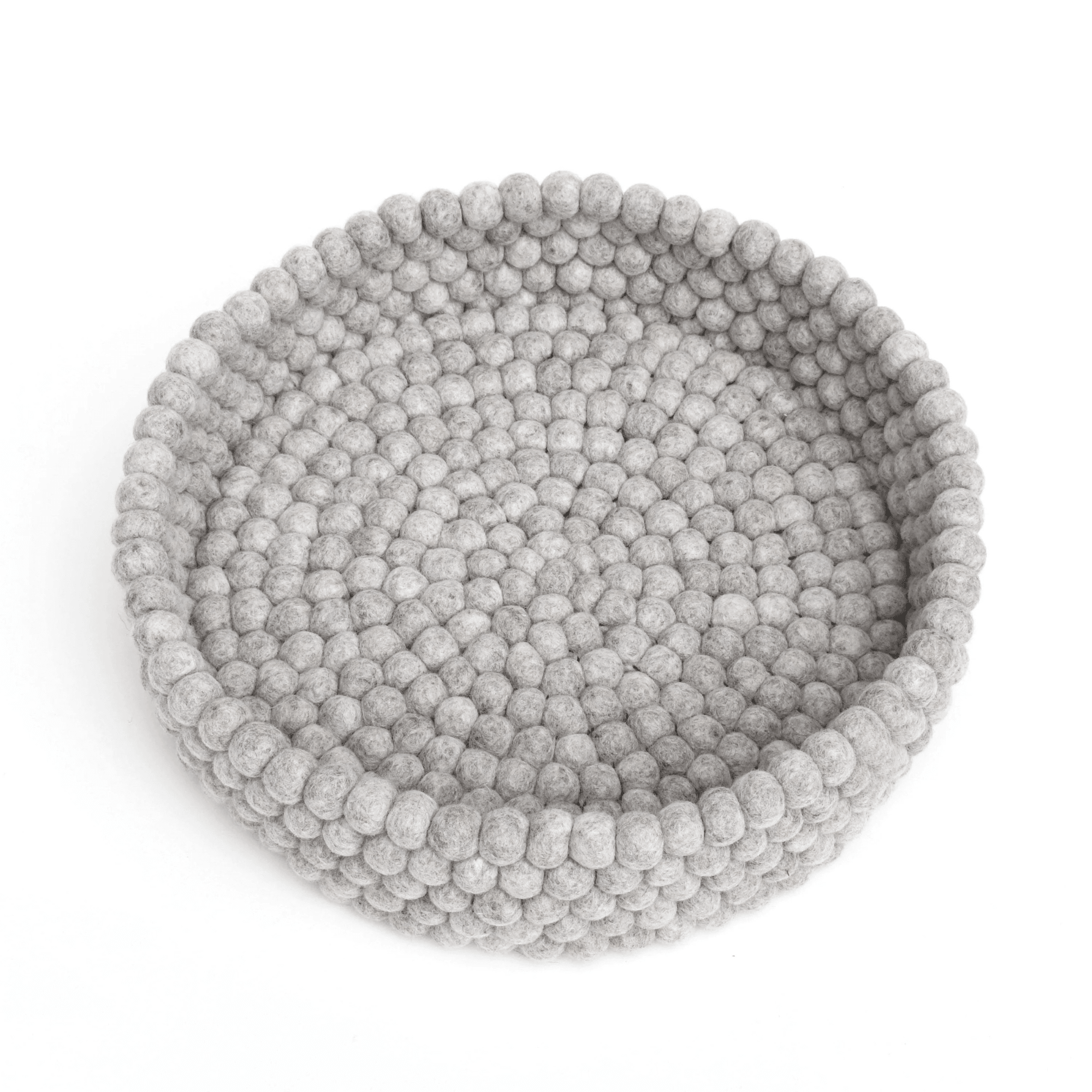 Handmade Felt Ball Cat Bed Round Wool Basket - Grey - Pryde Pets