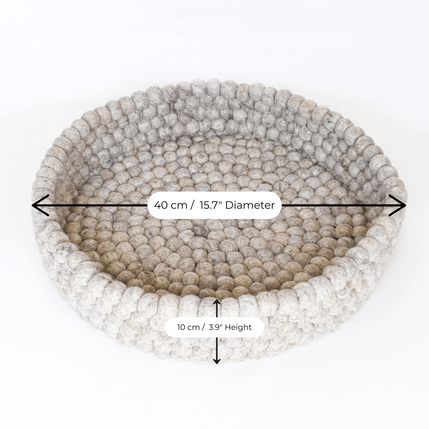 Handmade Felt Ball Cat Bed Round Wool Basket - Sandstone - Pryde Pets