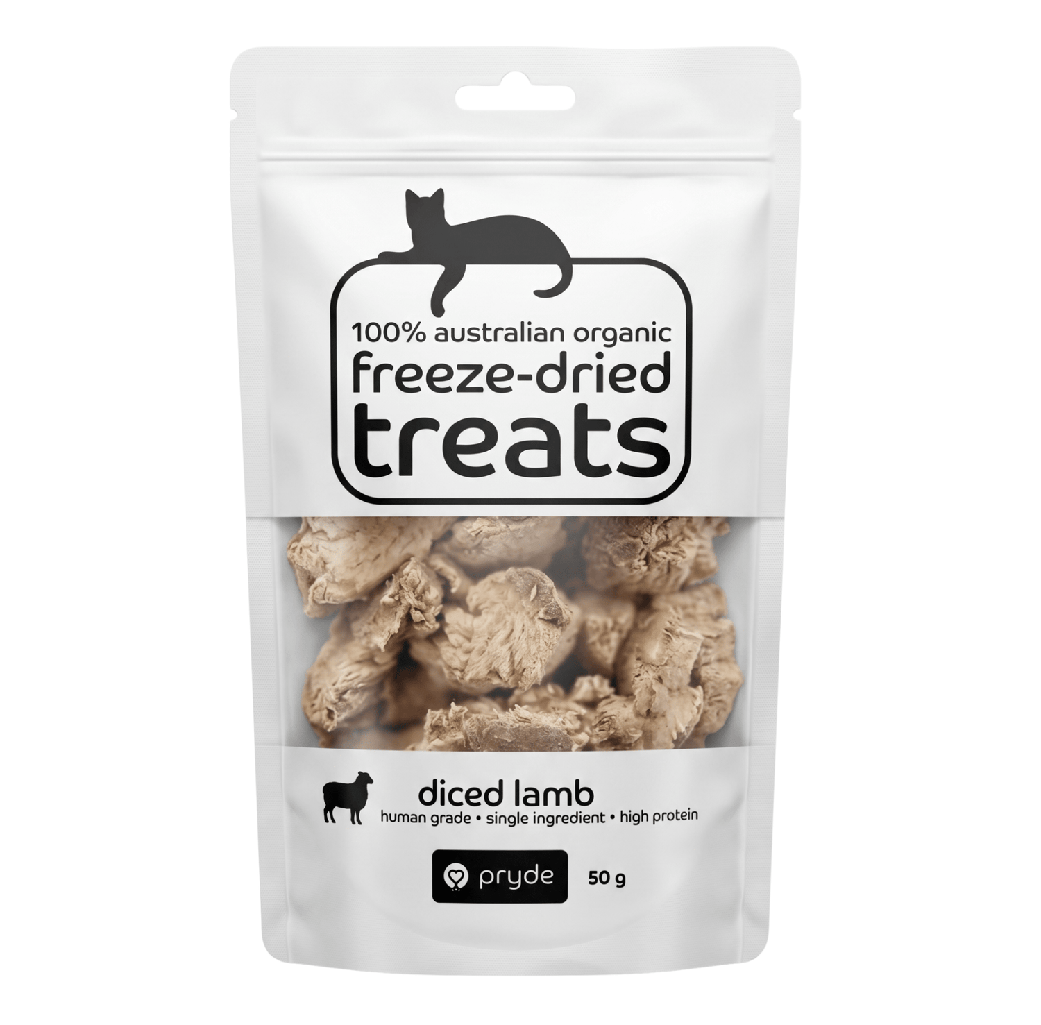 Freeze Dried Cat Treats - Diced Lamb (50g) - Pryde Pets