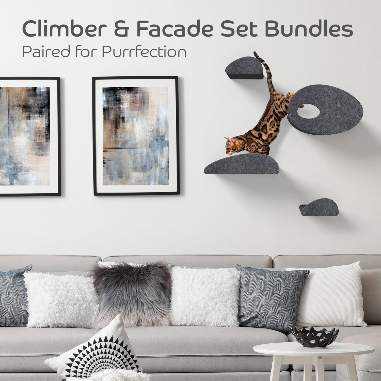 Charcoal Cat Climber Set (4 Shelves) with Facades - Pryde Pets | prydepets.com.au