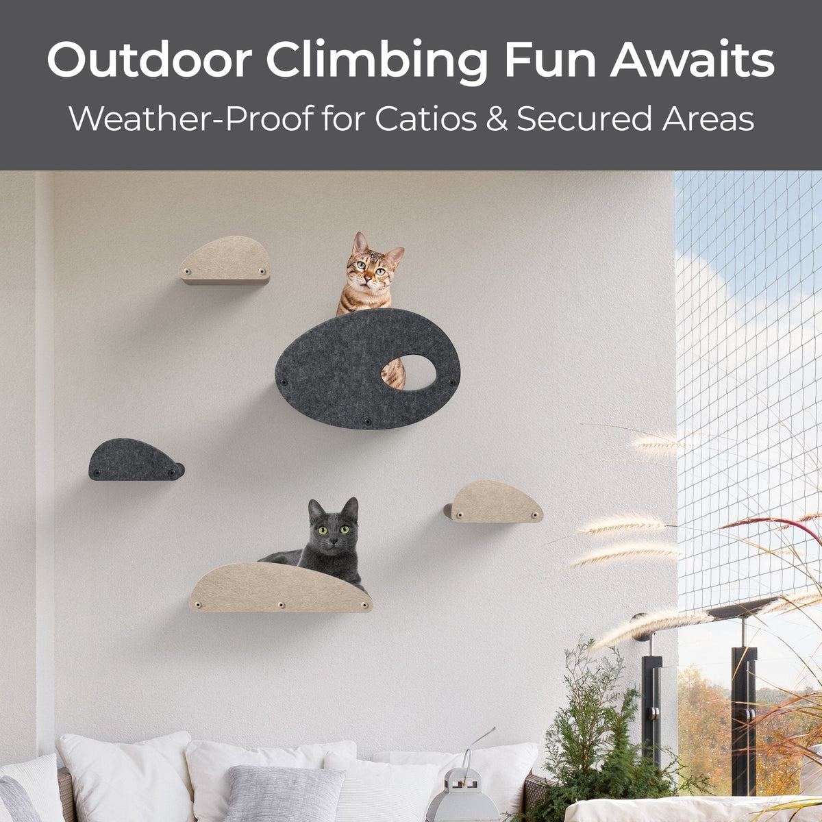 Charcoal Curved Nest Cat Climber Facade Add - On - Pryde Pets