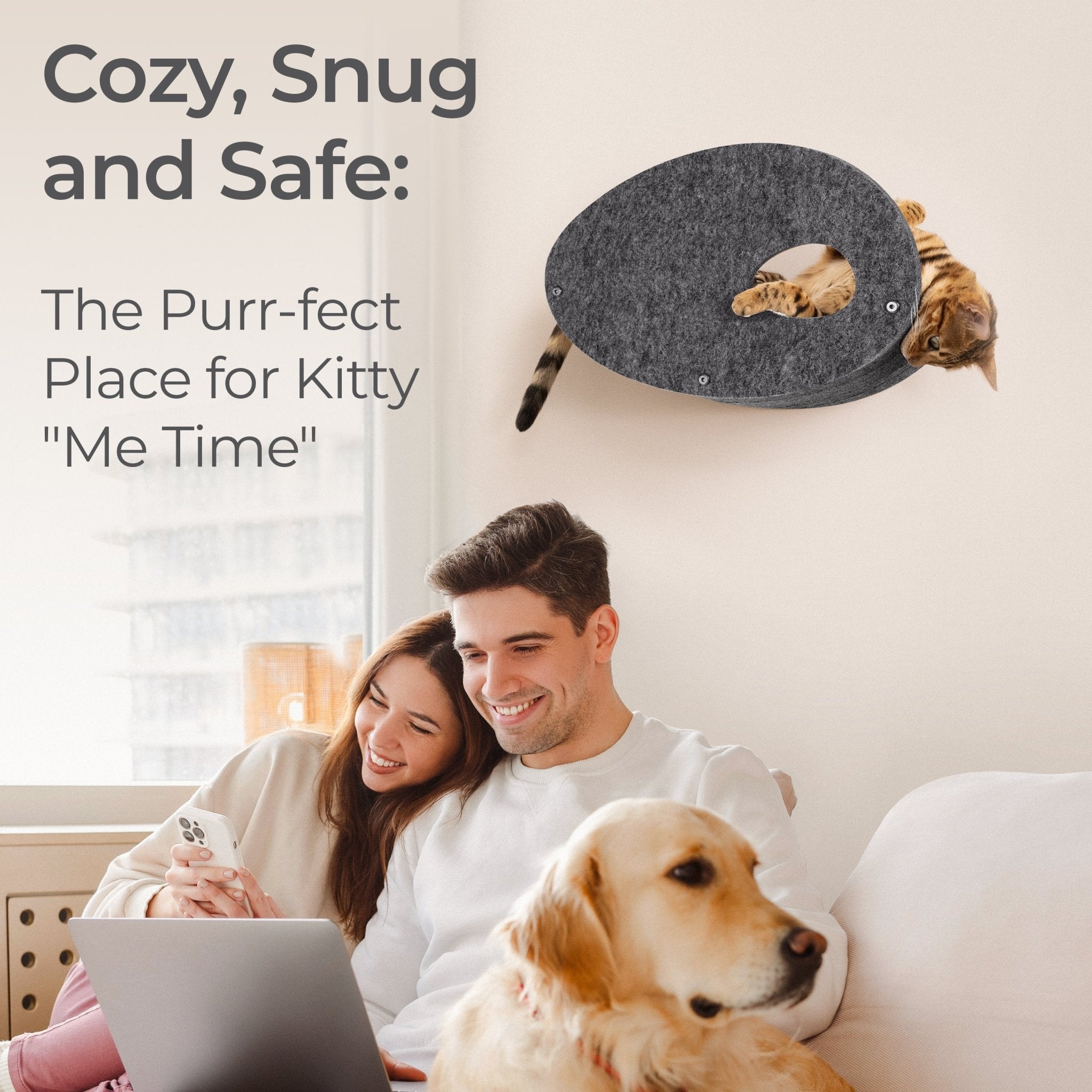 Charcoal Curved Nest Cat Climber Facade Add - On - Pryde Pets