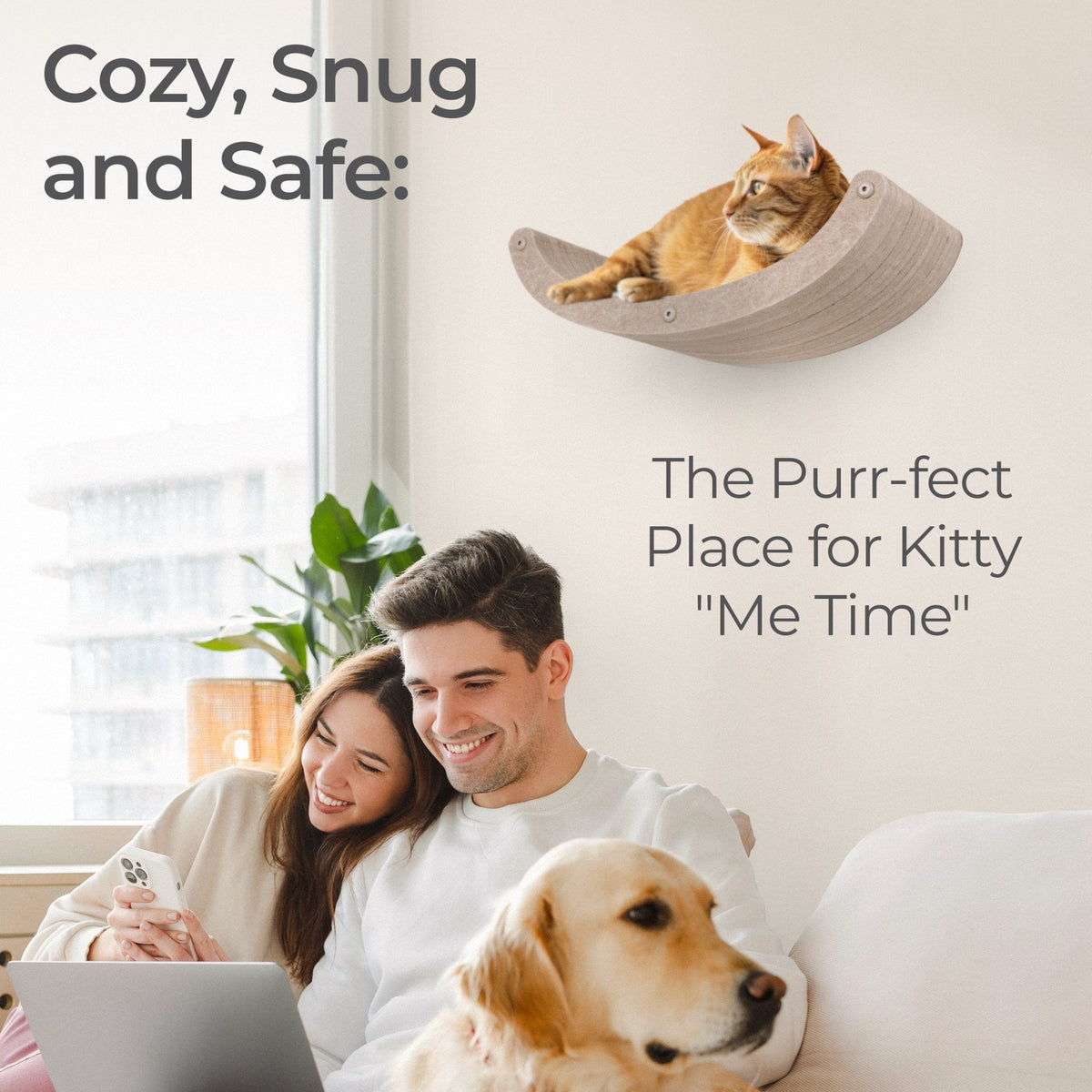 Oatmeal Curved Nest Cat Climber - Pryde Pets