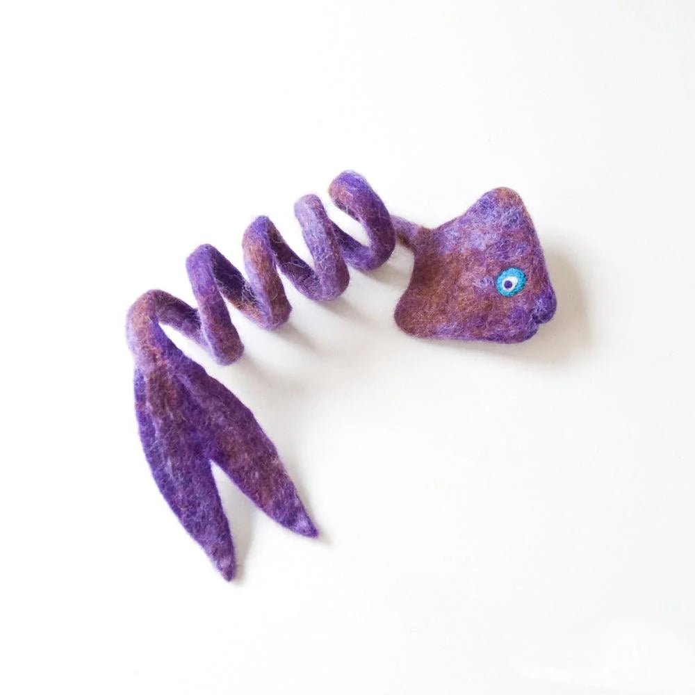 Handmade Felt Fish Spring Cat Toy - Purple - Pryde Pets